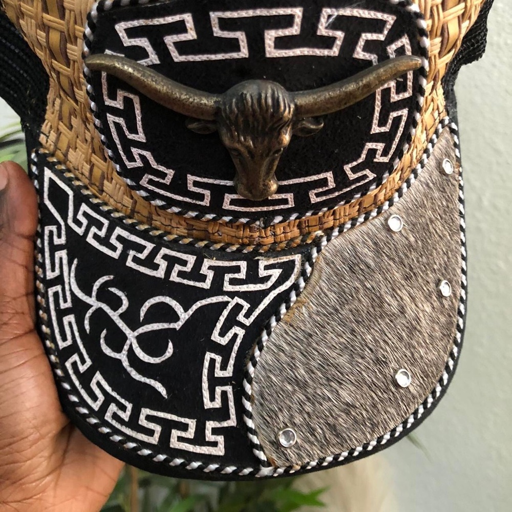 Longhorn Cowhide Cattle Bull Farm Ranch Cowboy Cowgirl Snapback Trucker Hat Cap - Picture 5 of 5